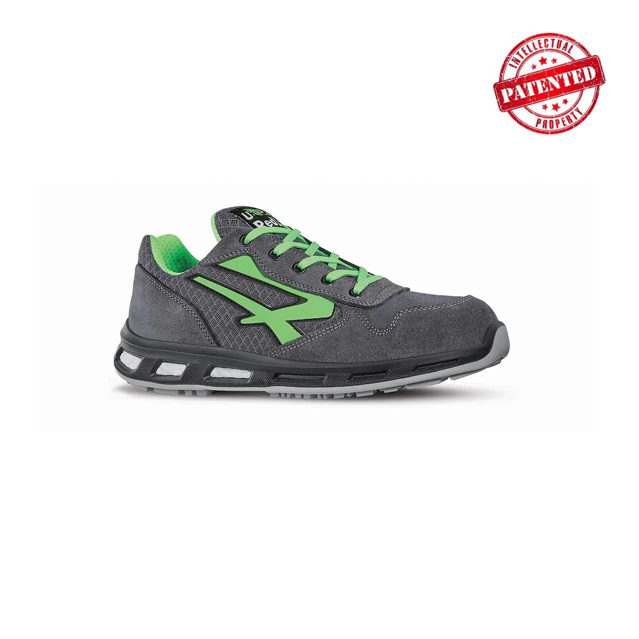 Scarpa bassa scamosciata s1p grigia/verde POINT
