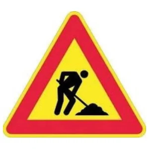 Targa Triangolo lamiera "lavori in corso"