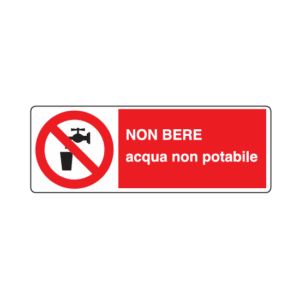 Cartello alluminio 12.5x35 "non bere, acqua non potabile"